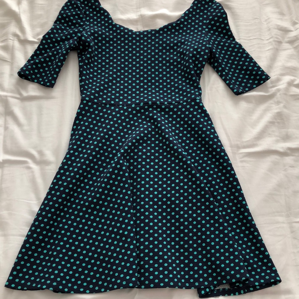 Navy blue and polka dot dress